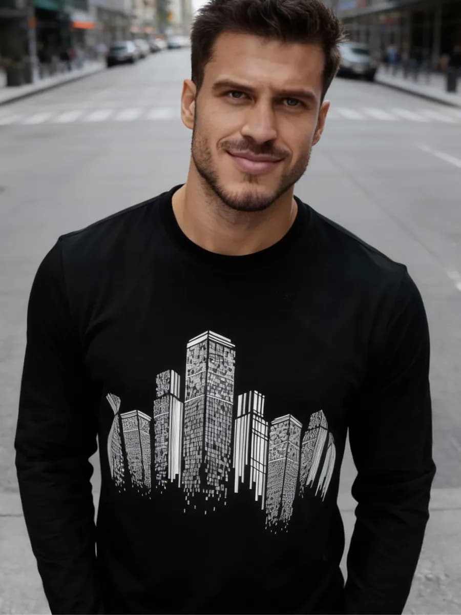 Лонгслив однотонный с длинным рукавом - фото 1