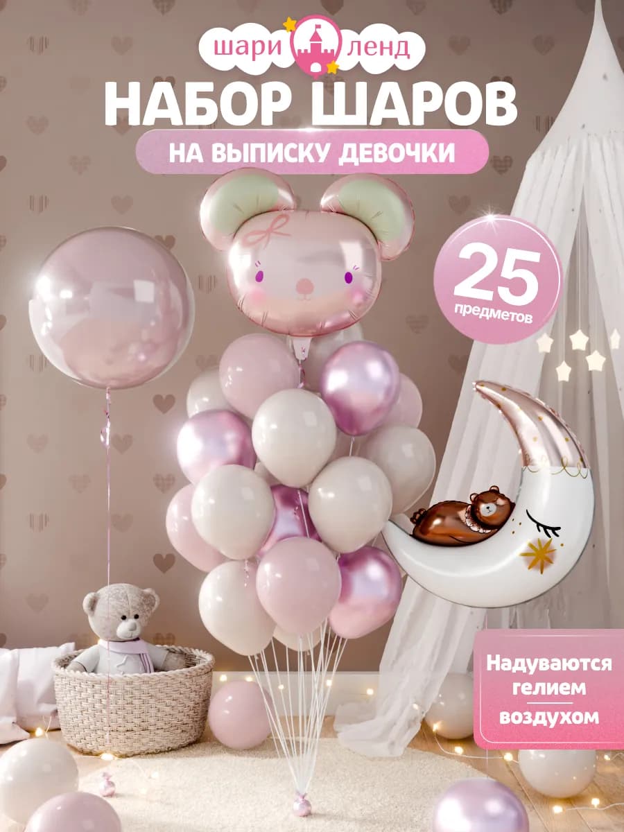 Набор шаров на выписку девочки