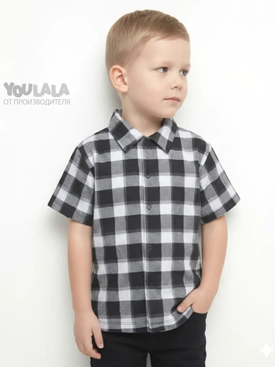 Рубашка с коротким рукавам на кнопках в садик