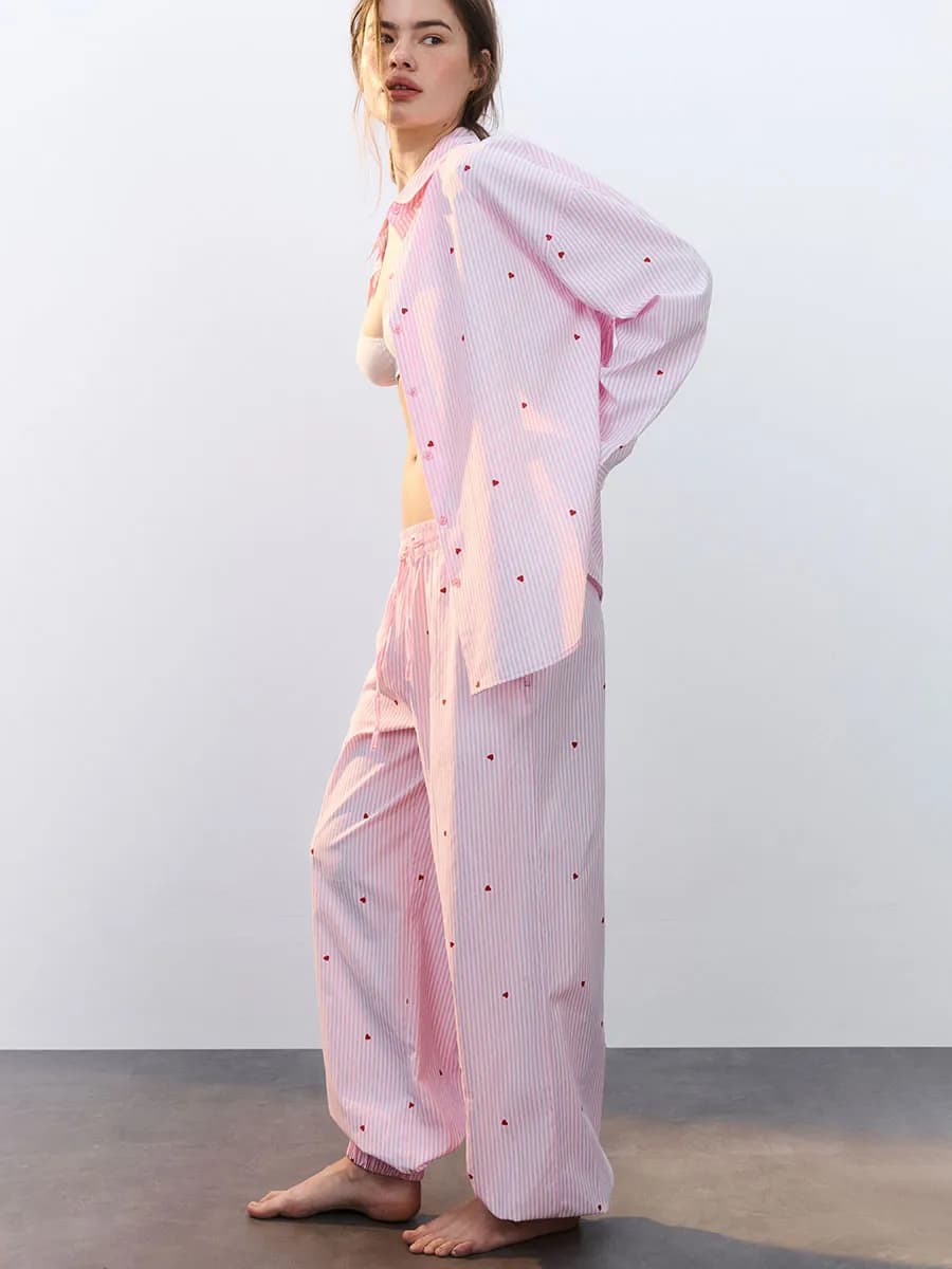 Брюки-джоггеры домашние на завязках в полоску