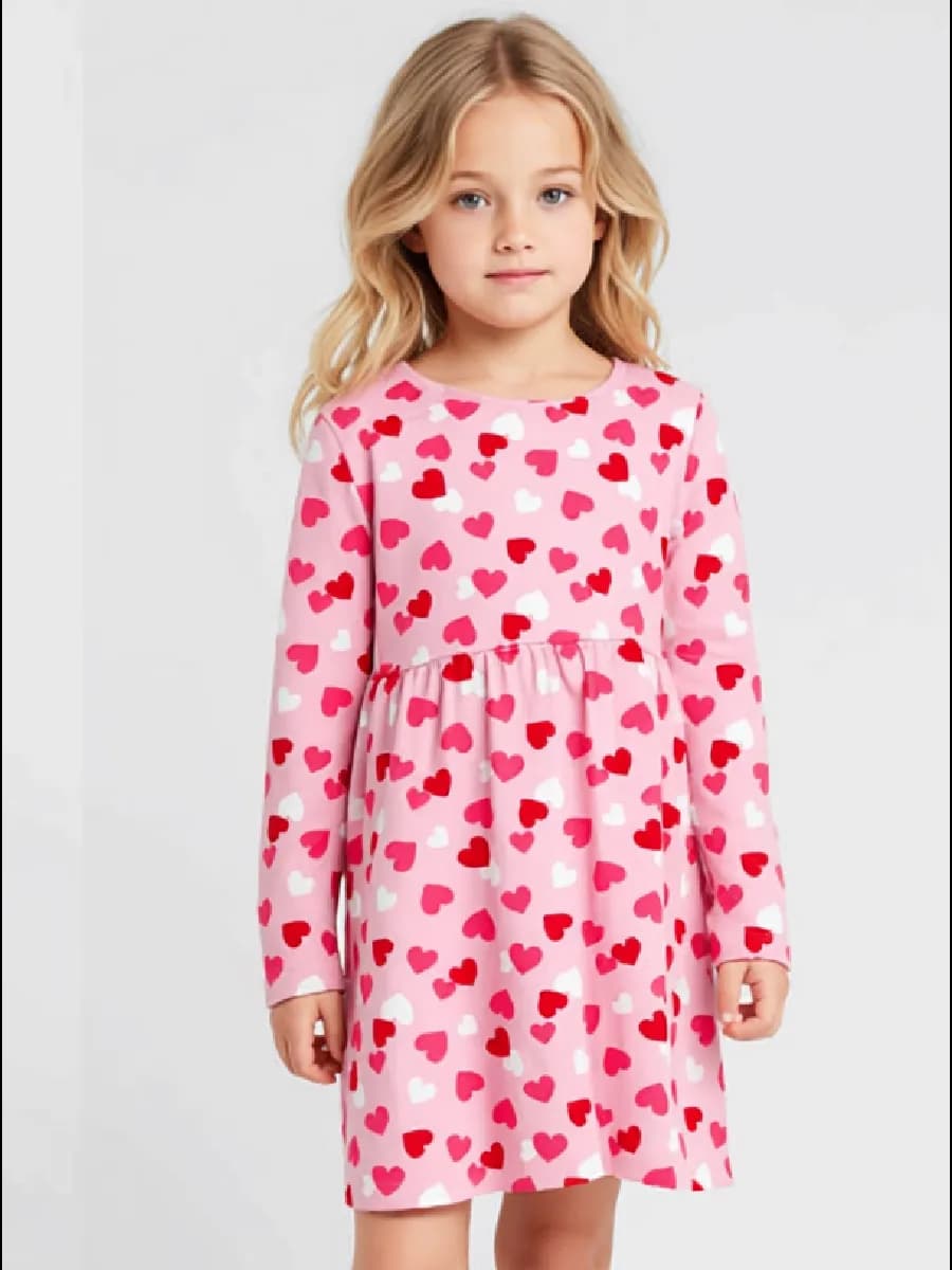 Платье для девочки с длинным рукавом в сад и для дома - фото 1