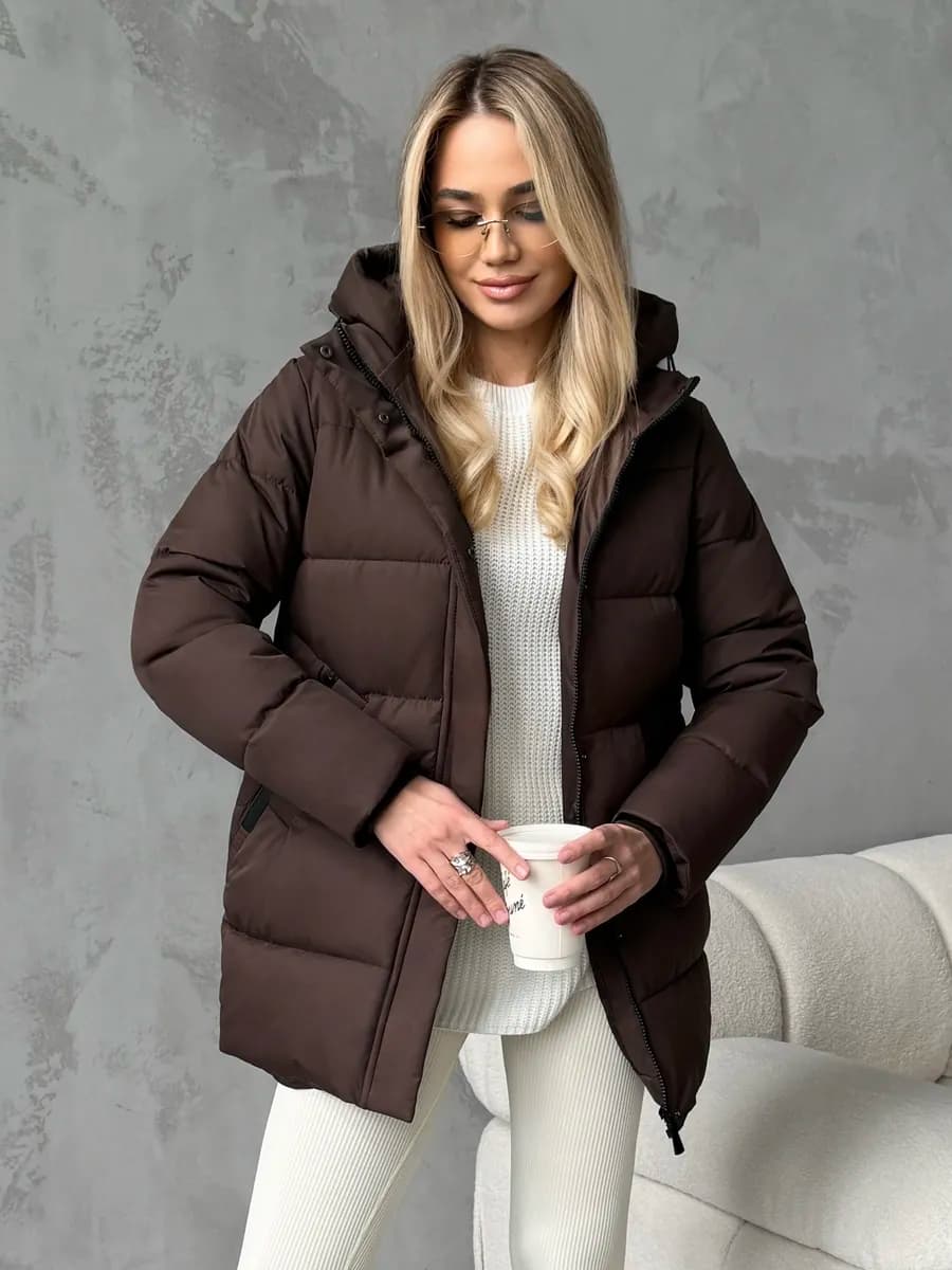 Куртка демисезонная с капюшоном удлиненная