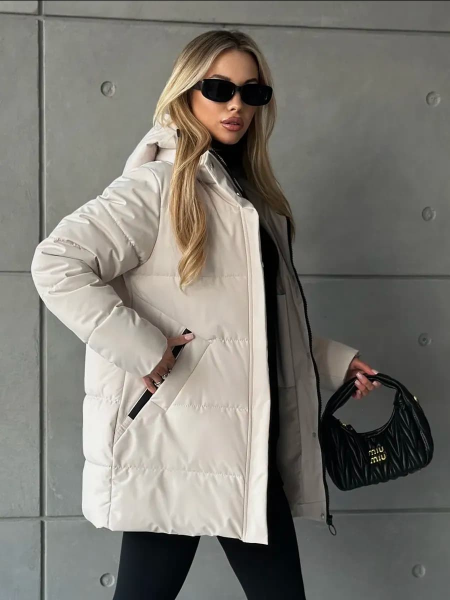 Куртка демисезонная с капюшоном удлиненная