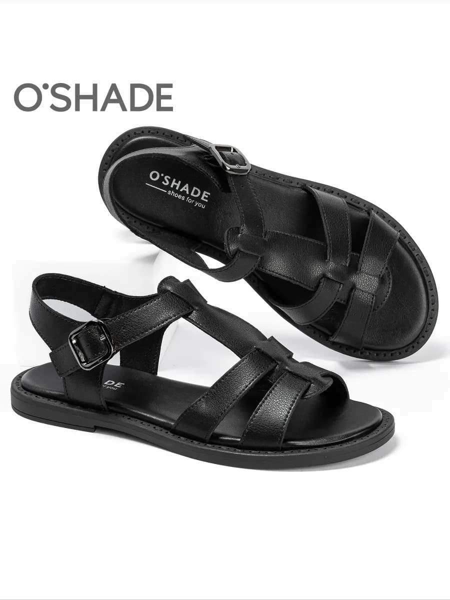 Босоножки женские летние черные без каблука