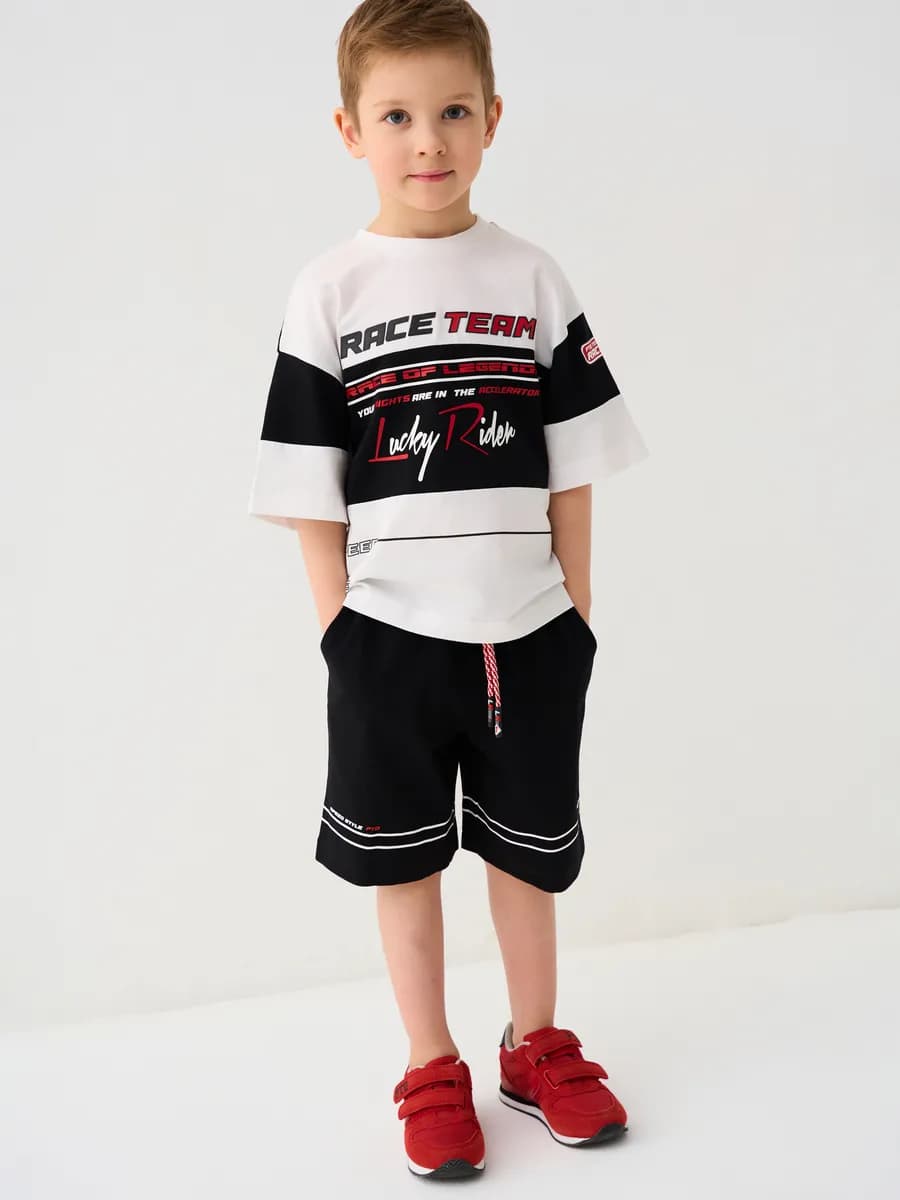 Костюм детский хлопковый в садик футболка оверсайз с шортами