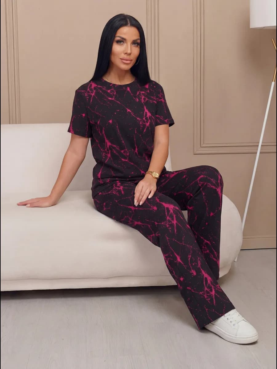 Костюм домашний со штанами комплект хлопковый летний