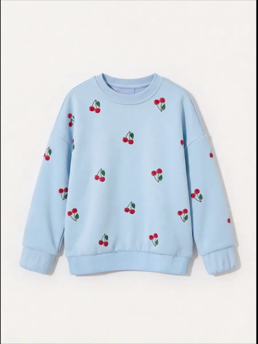 Свитшот детский теплый с вишенками