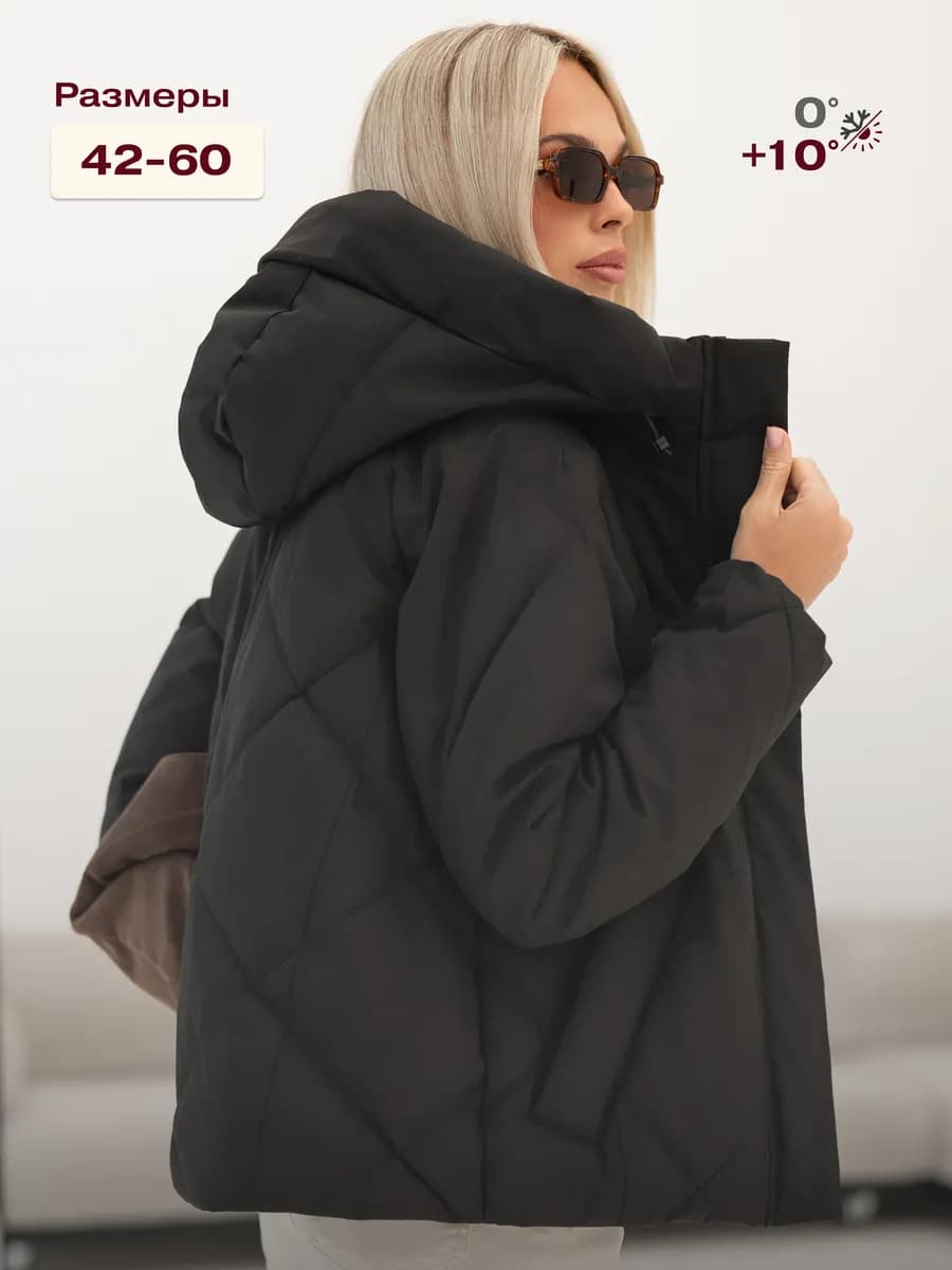 Куртка весна с капюшоном короткая стеганная