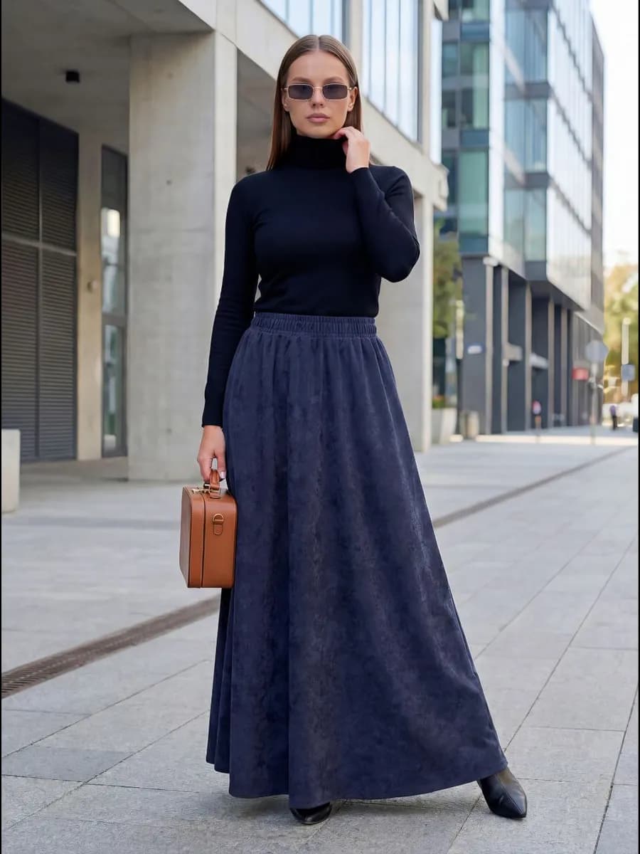 Юбка длинная вельветовая на резинке