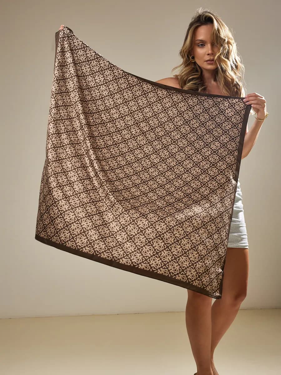 Шелковый платок на голову и пояс, косынка на шею летняя