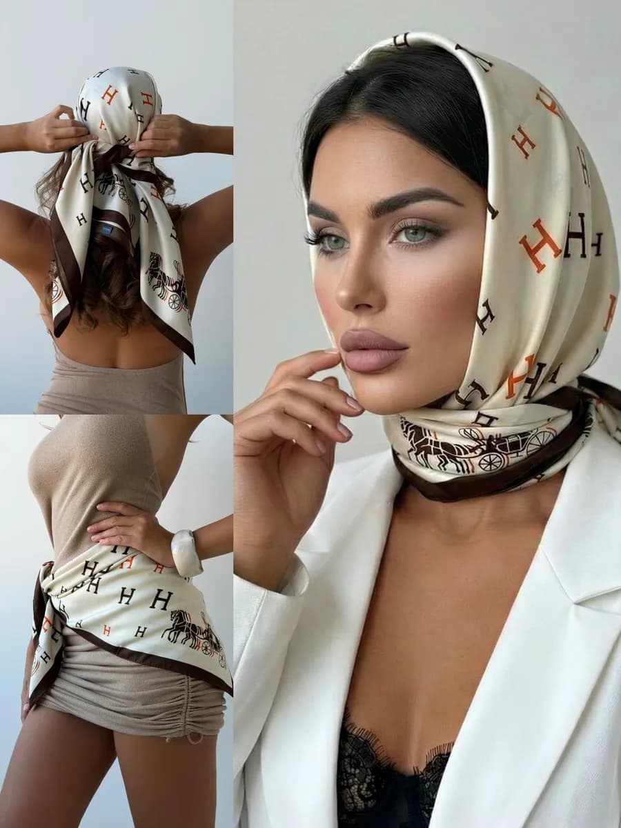 Платок Косынка бандана на голову шелковый летний