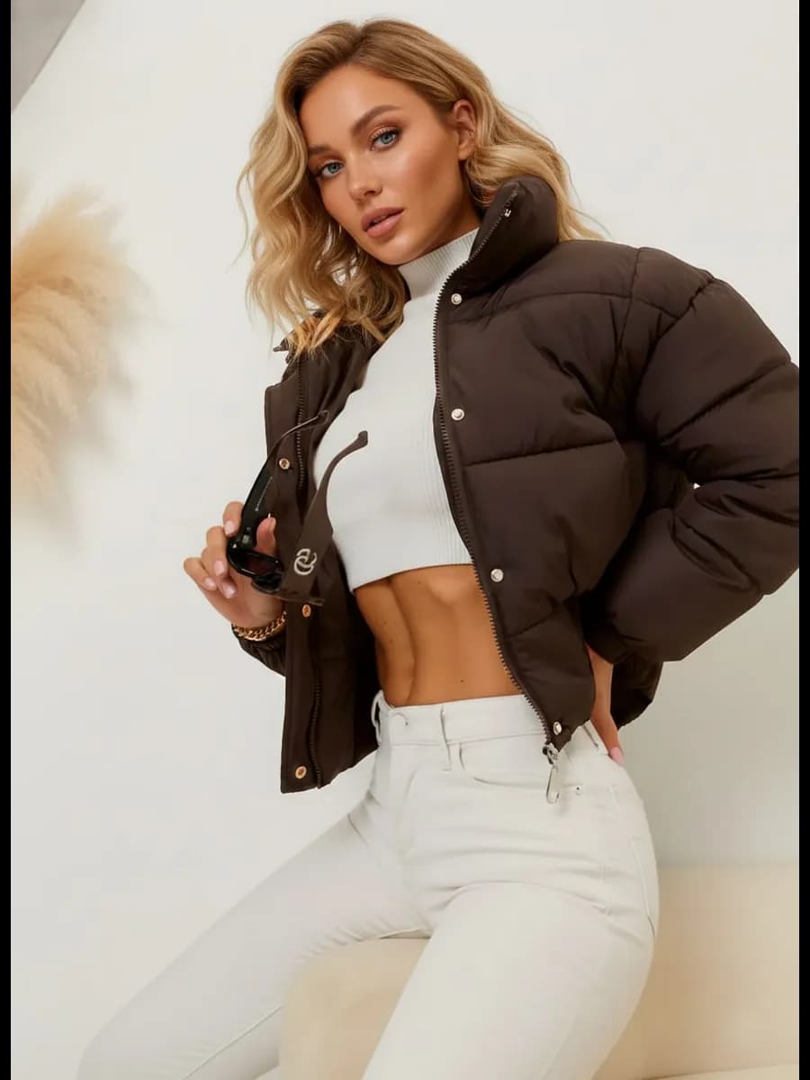 Куртка демисезонная без капюшоном оверсайз короткая - фото 1