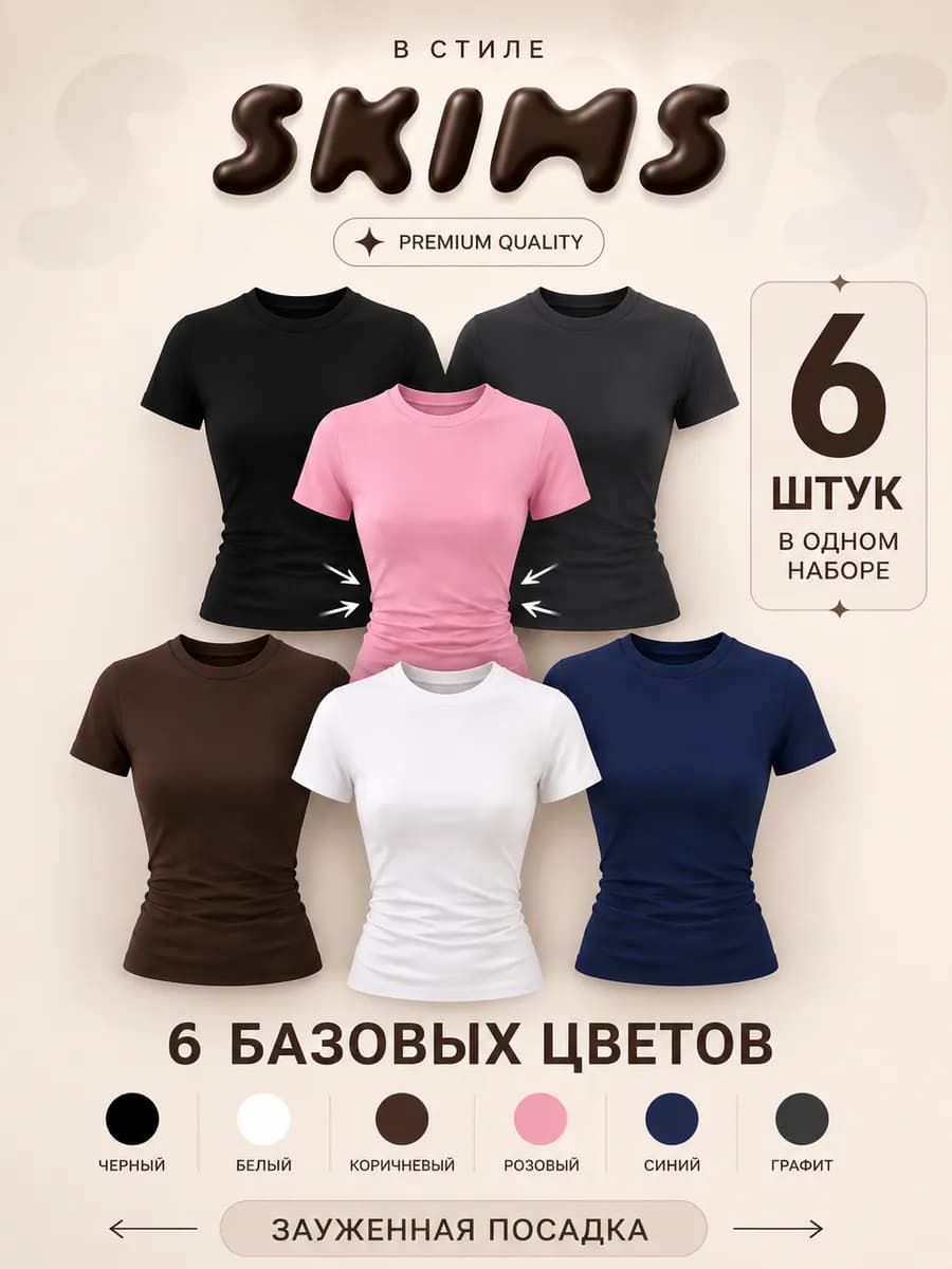 Набор футболок скимс 6в1