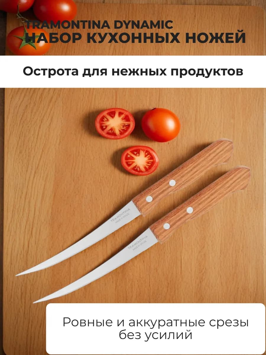 Набор кухонных ножей 2 шт с деревянной ручкой