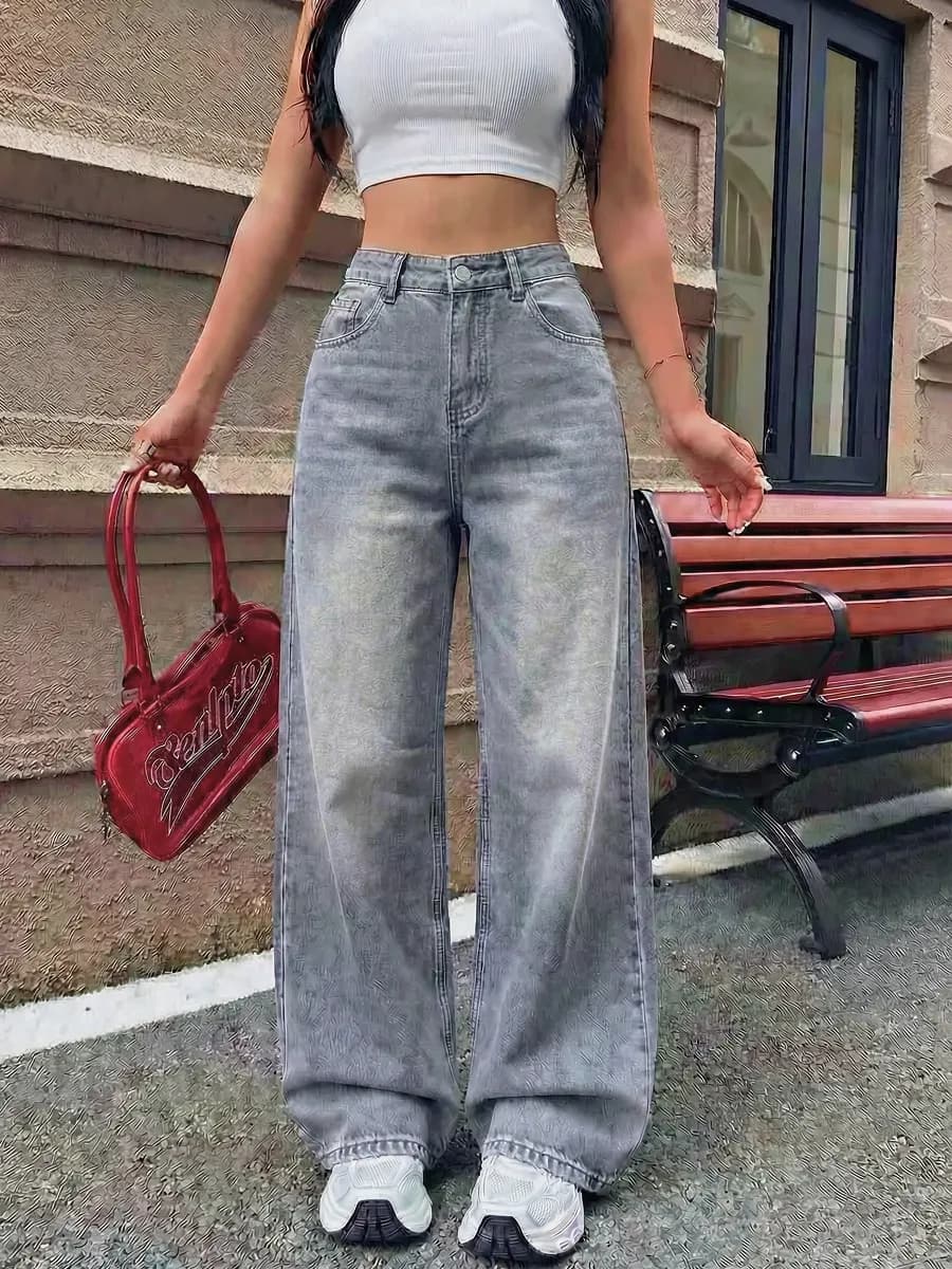 Джинсы широкие багги женские