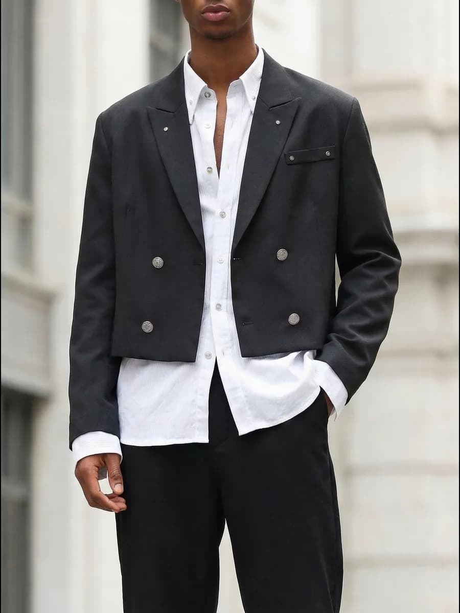 Повседневный пиджак оверсайз молодежный двубортный