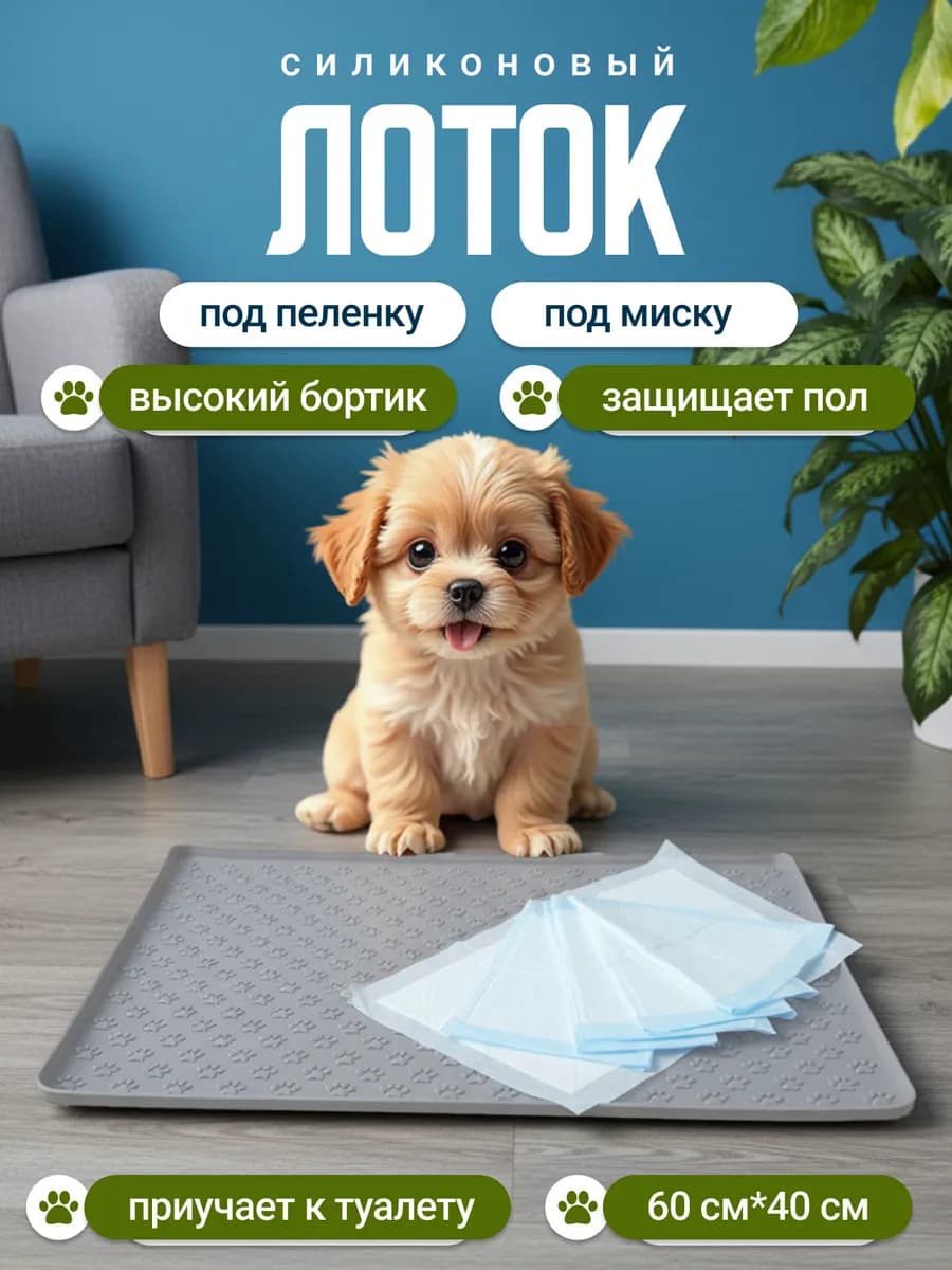 Лоток силиконовый для собак под пеленку 60 на 40 см