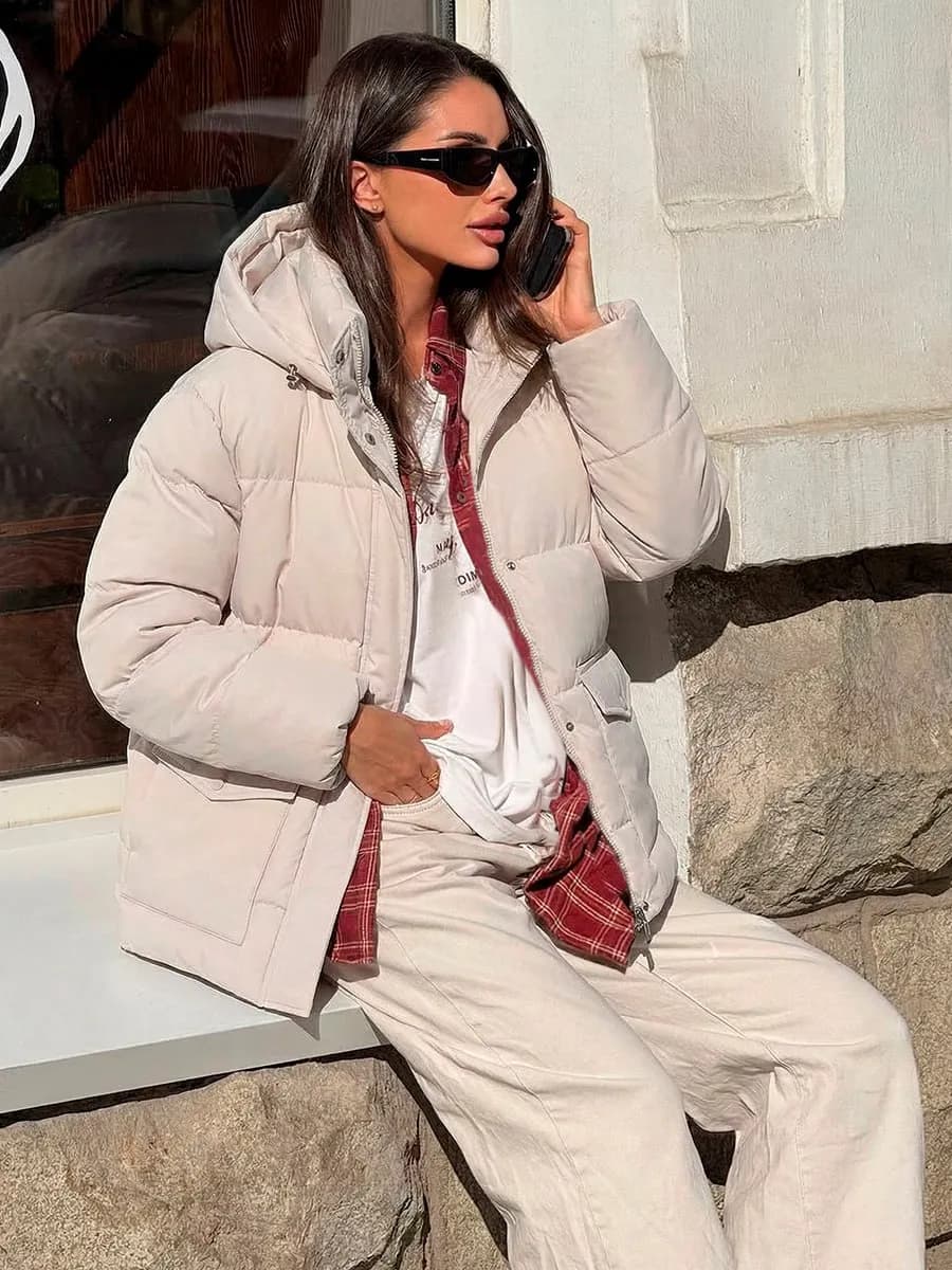 Куртка весенняя оверсайз с капюшоном