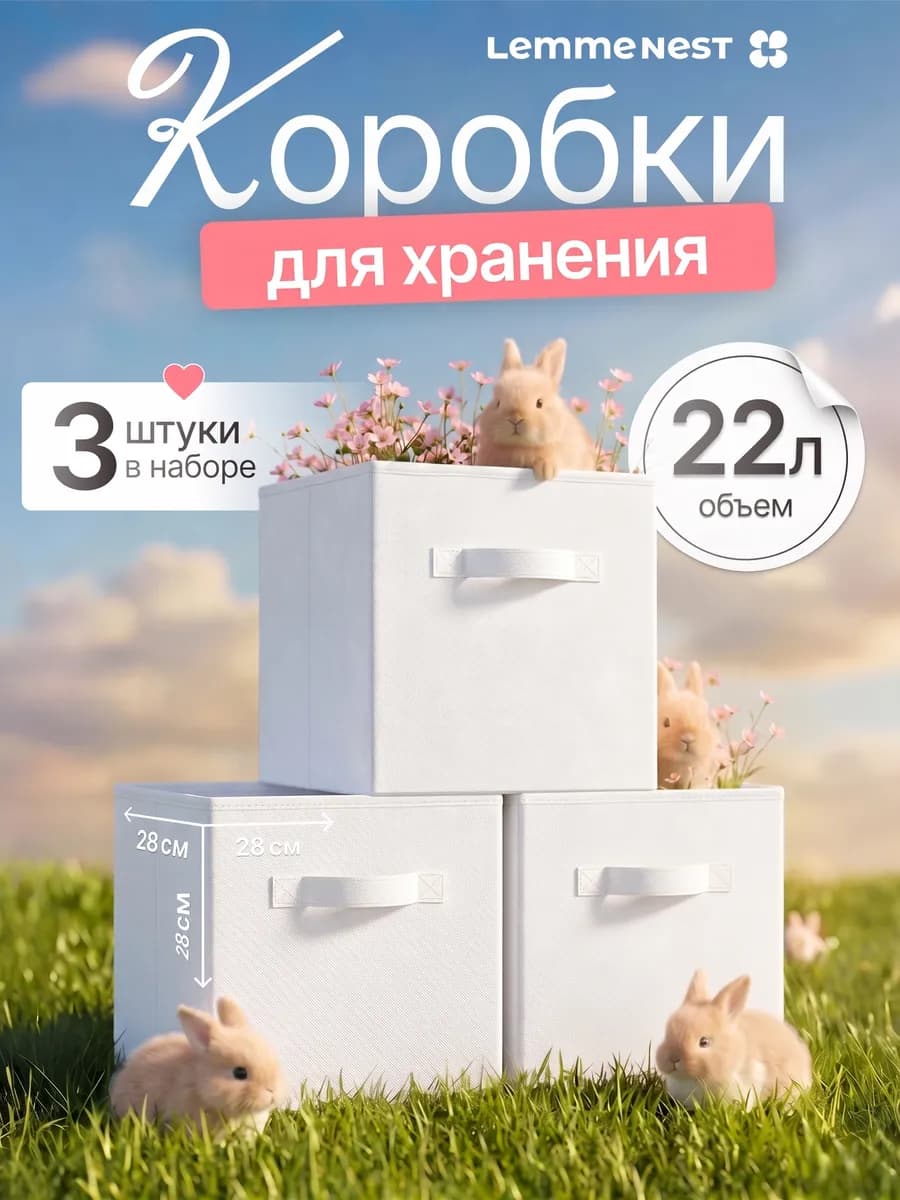 Коробки для хранения вещей белый 3 шт