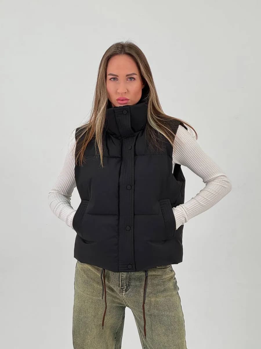 Жилет стеганный безрукавка утепленная оверсайз
