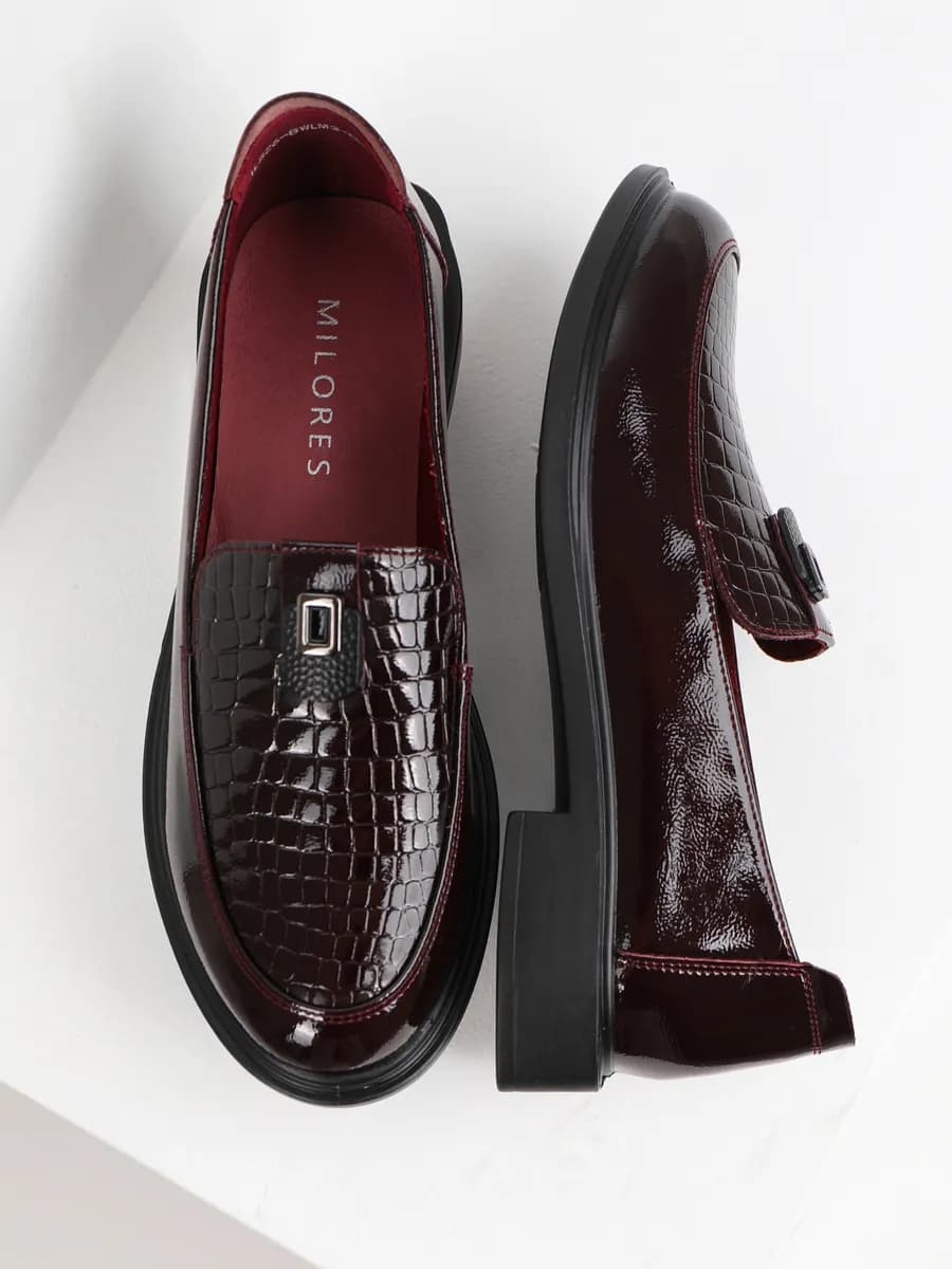 Лоферы бордовые туфли натуральная кожа
