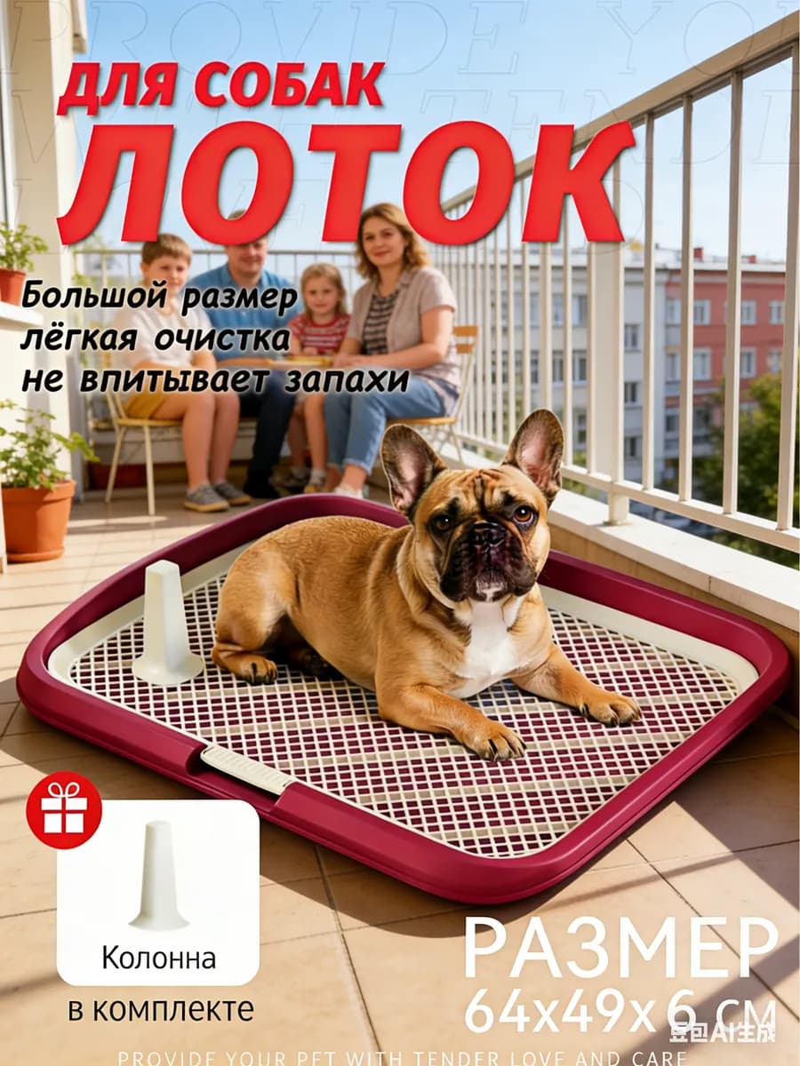 Туалет лоток для собак с сеткой под пеленку 64*49*6см