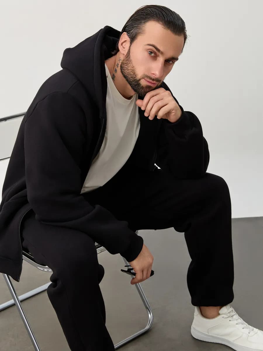 Спортивный костюм на молнии с начесом - фото 1