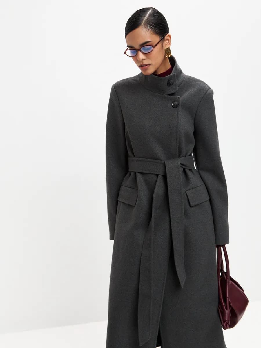 Пальто шерстяное демисезонное длинное - фото 1