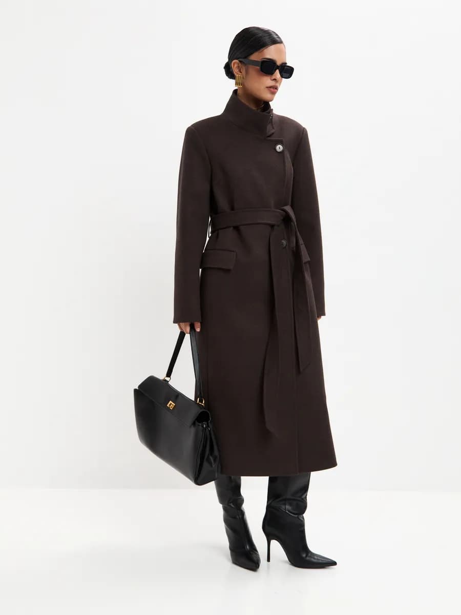 Пальто шерстяное демисезонное длинное - фото 1