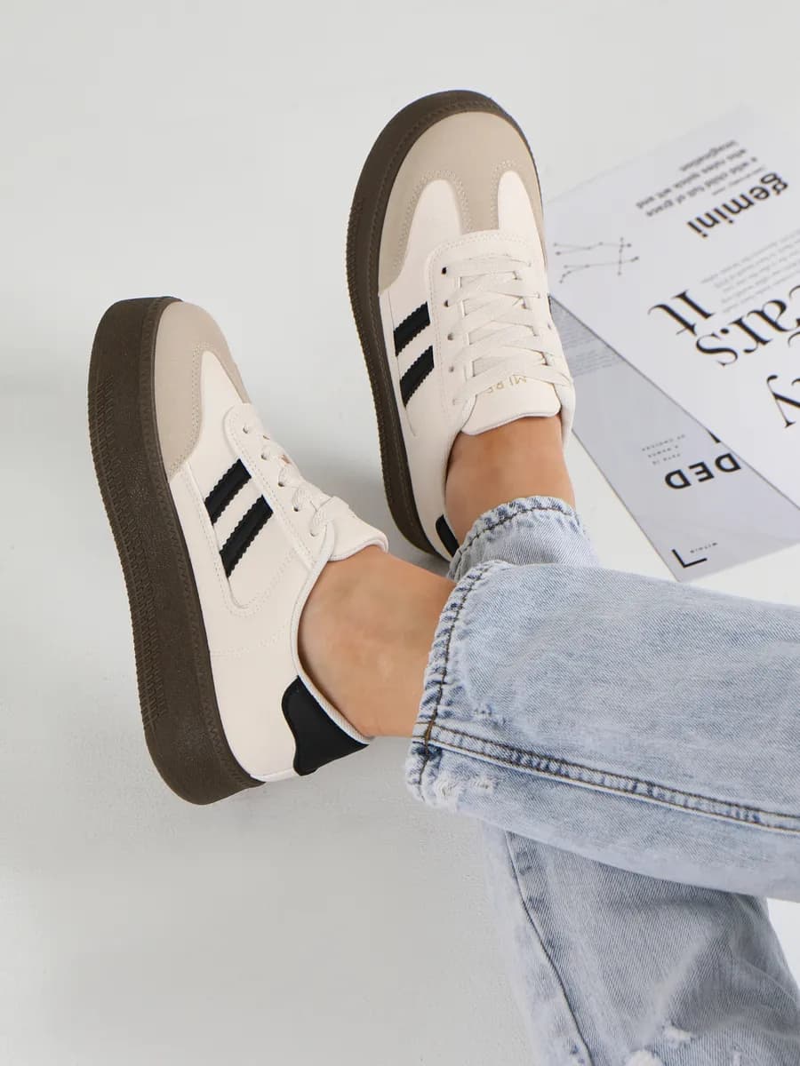 Кеды на высокой платформе бежевые