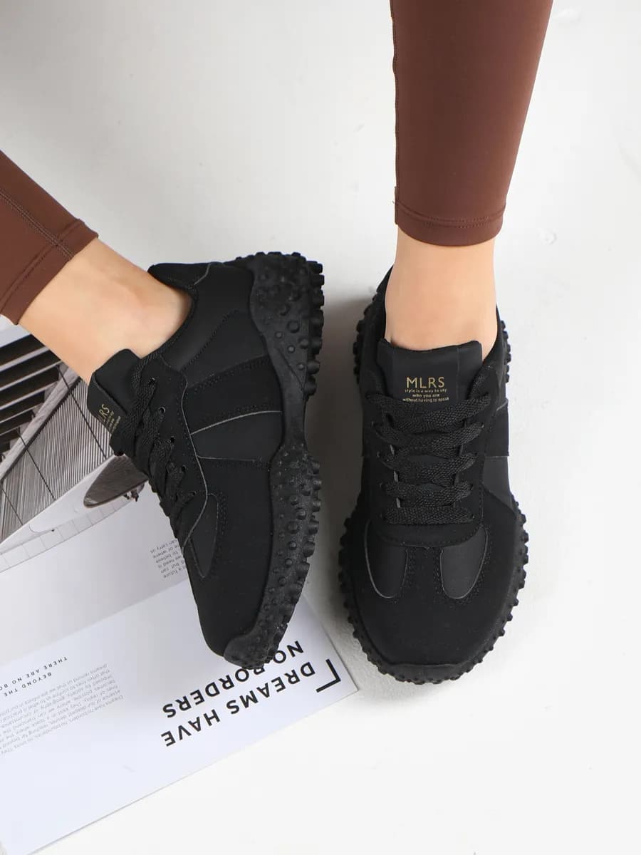 Кроссовки женские летние на платформе черные - фото 1
