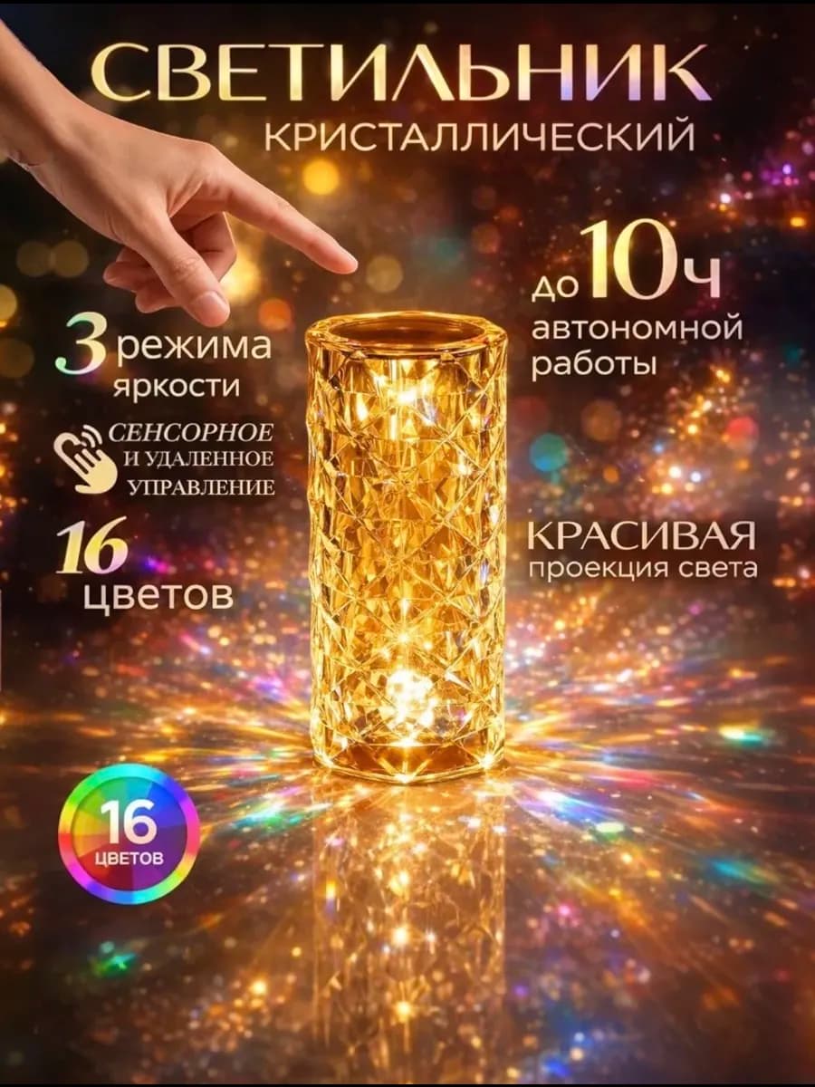 Светильник кристаллический ночник лампа