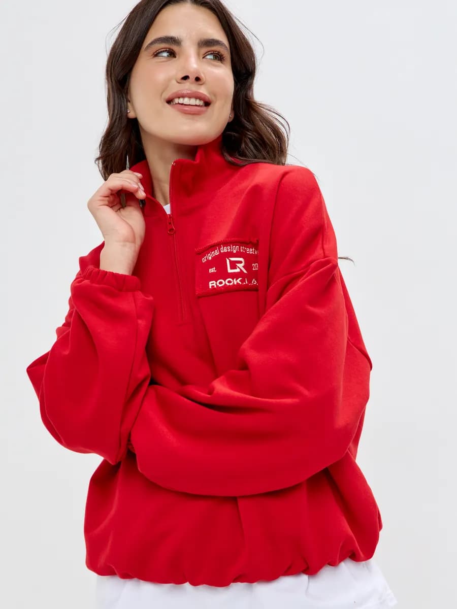 Свитшот полузамок оверсайз без начеса