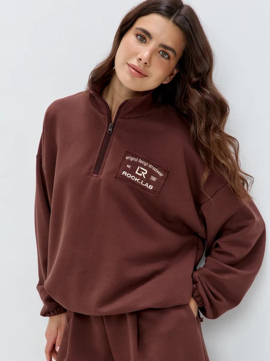 Свитшот полузамок оверсайз без начеса