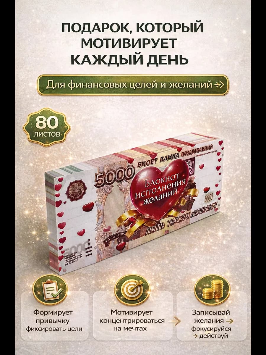 Блокнот для записей отрывной Исполнения желаний