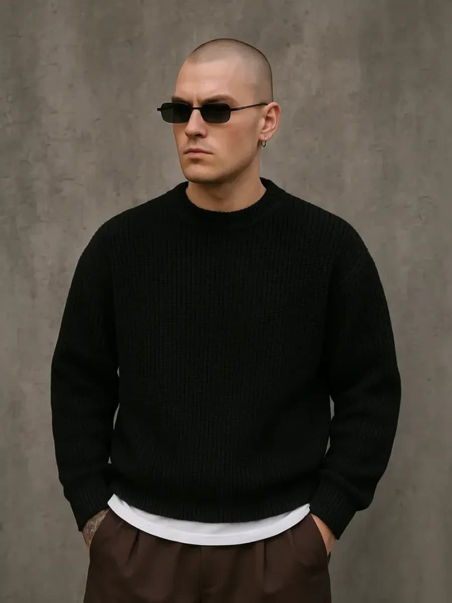 Оверсайз свитер теплый вязаный