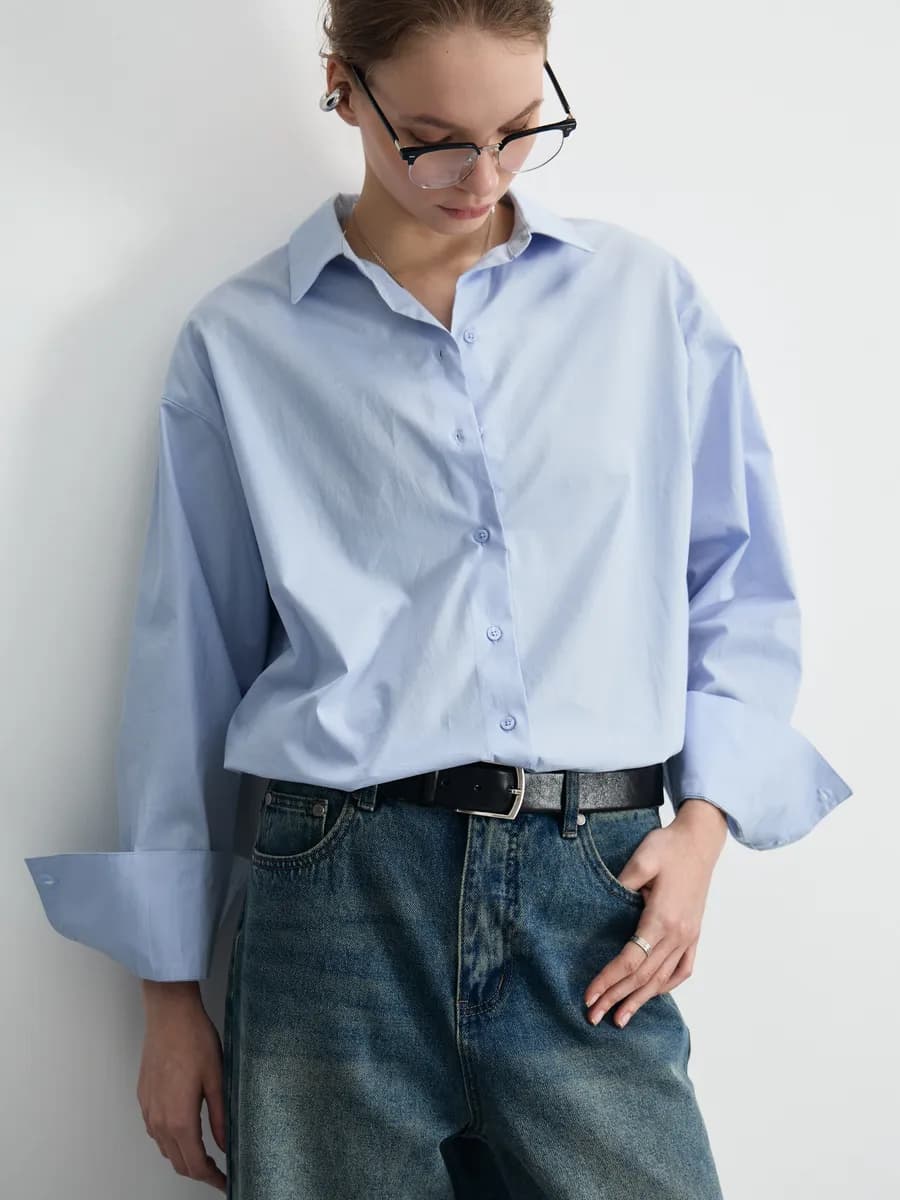 Рубашка оверсайз офисная хлопковая