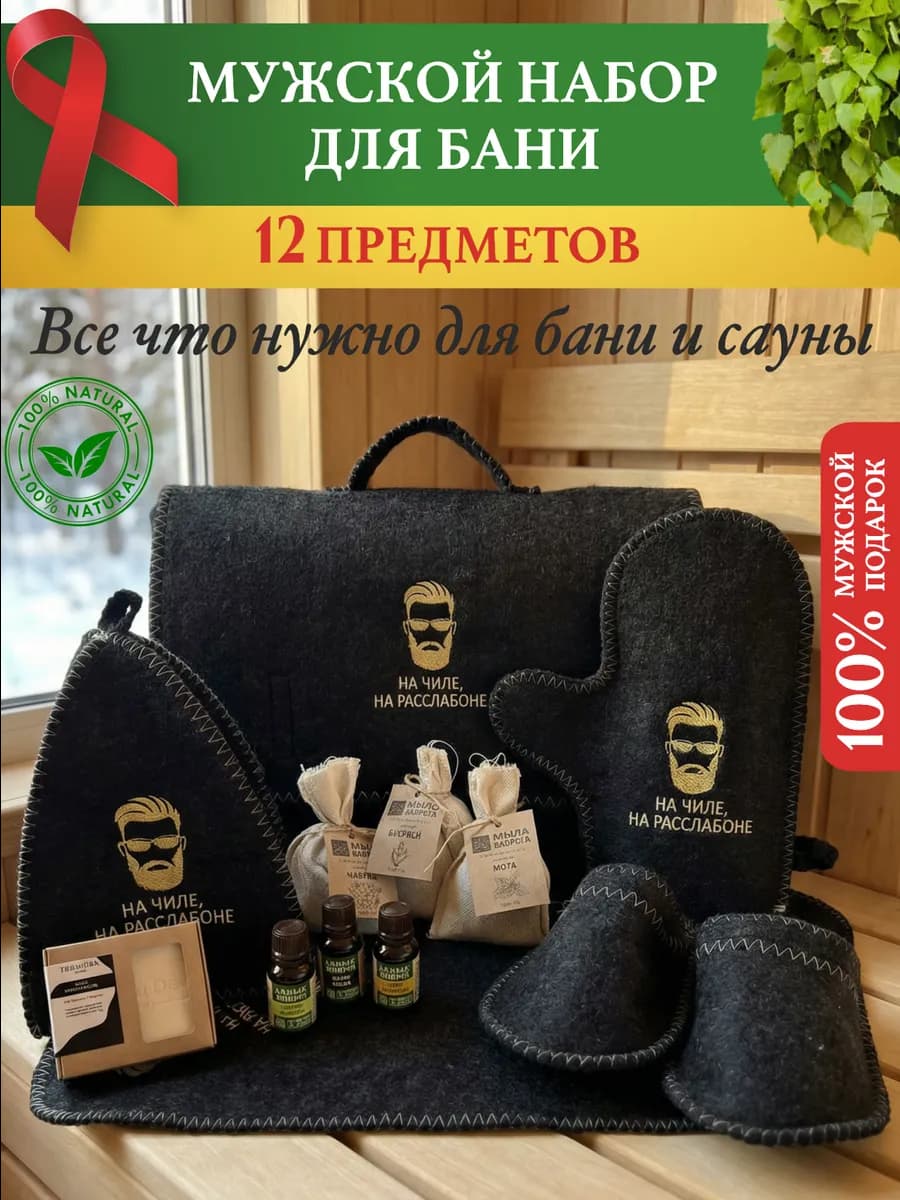 Набор для бани и сауны мужской и женский подарочный