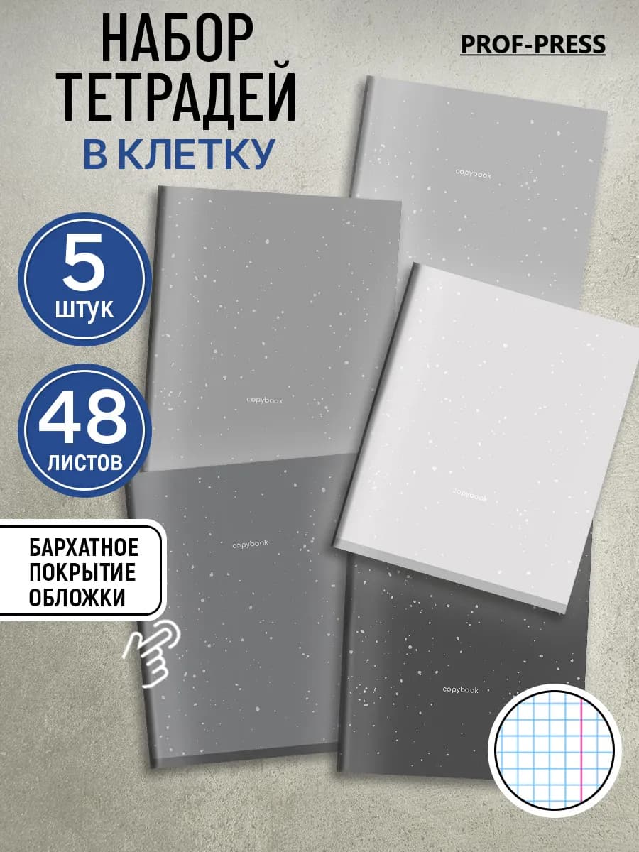 Тетрадь 48 листов в клетку набор 5 штук