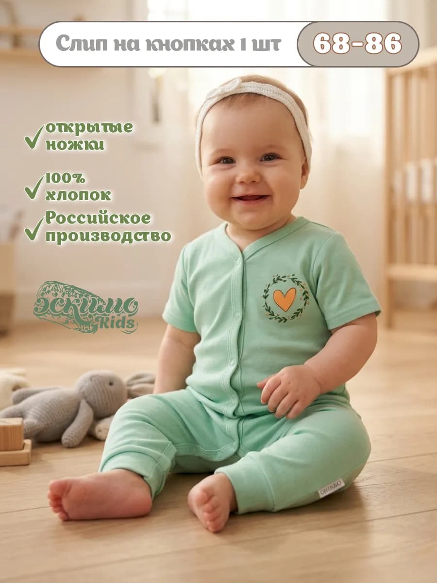 Комбинезон для малышей, слип с коротким рукавом
