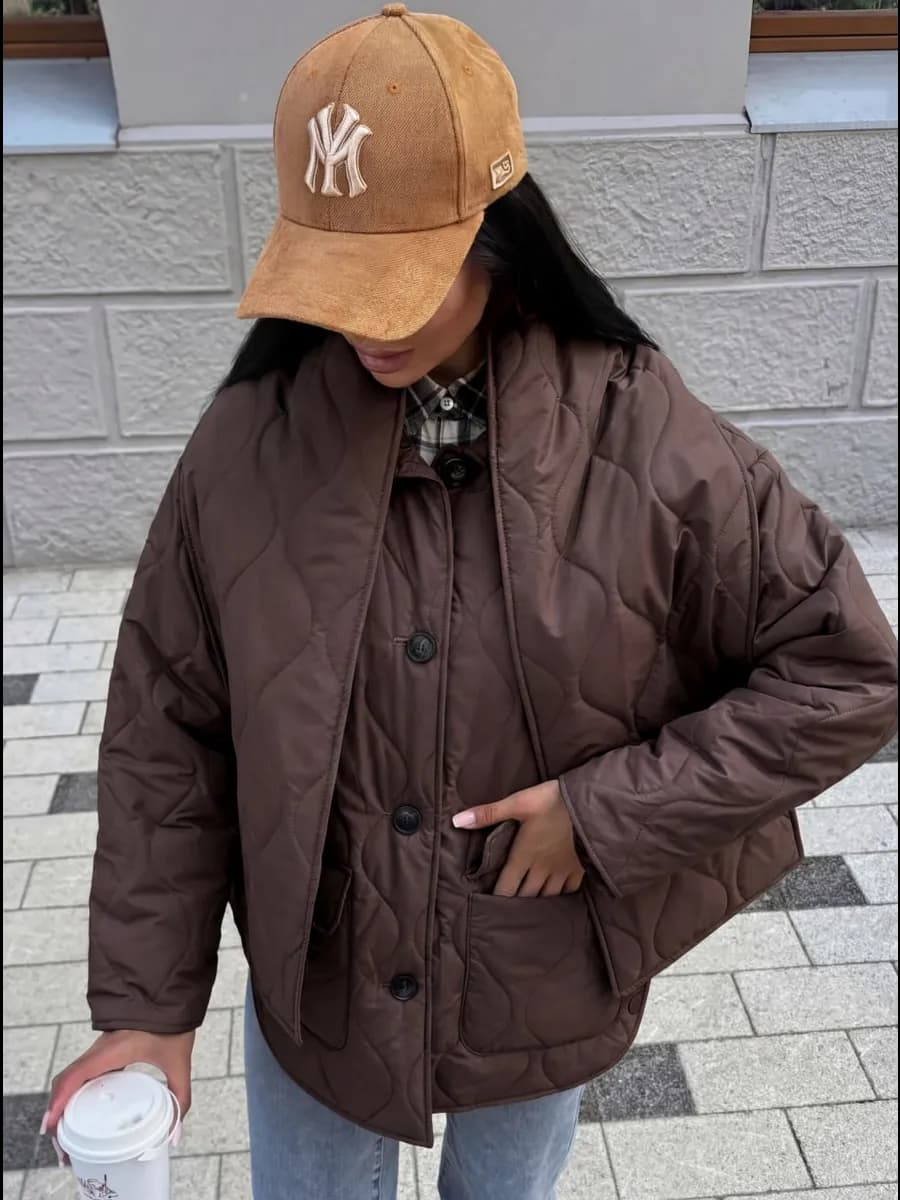 Куртка демисезонная удлиненная стеганая модная