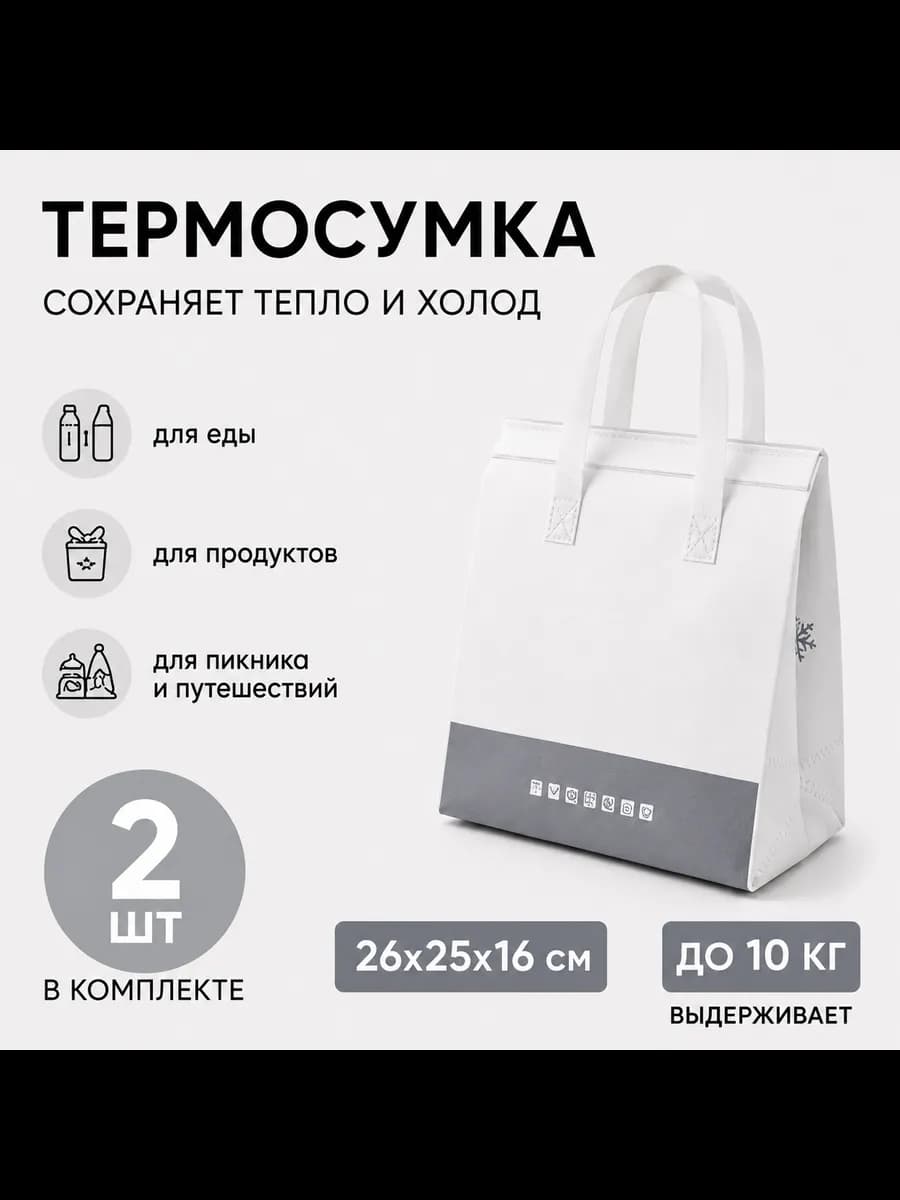 Термопакет для еды термосумка 2 шт из спанбонда