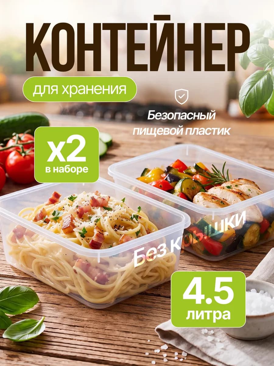 Контейнер для хранения без крышки 4,5 л 2 шт