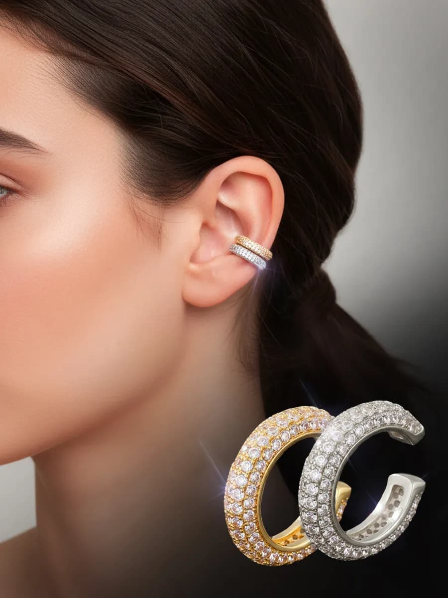 Набор кафф для уха без прокола. Серьги бижутерия