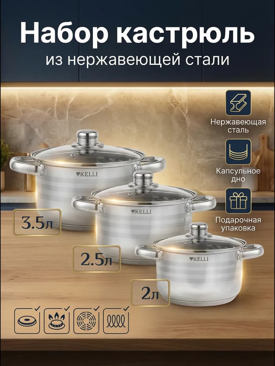 Набор кастрюль с крышками