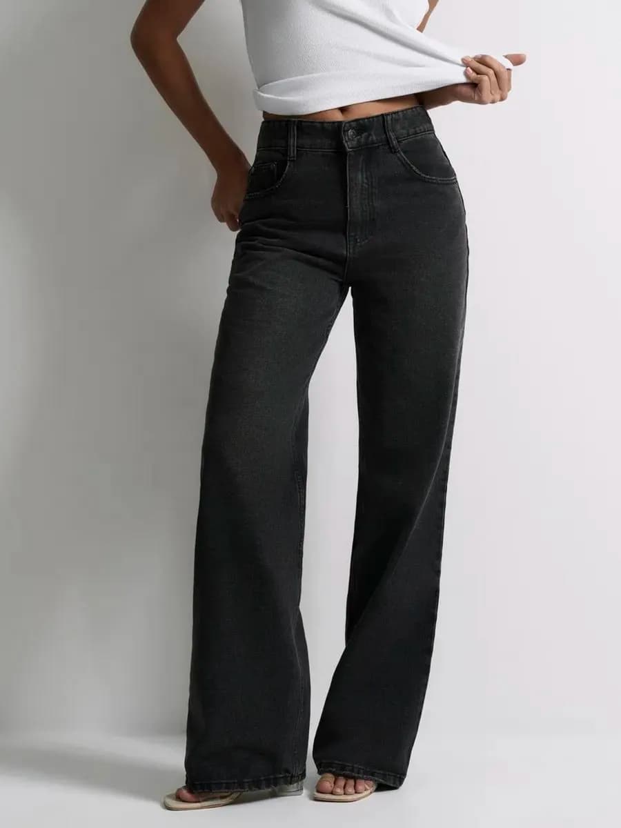 Джинсы широкие палаццо на высокой посадке