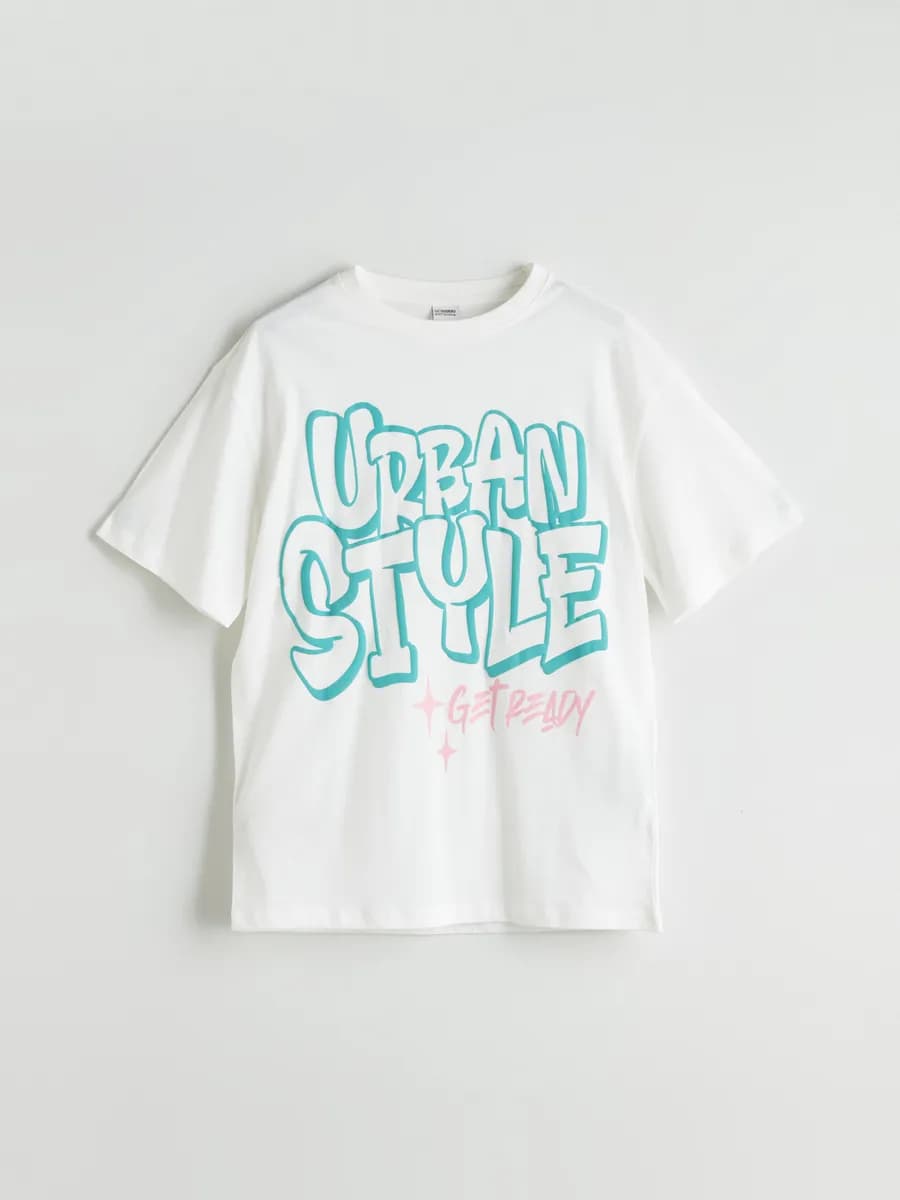 Футболка с круглым вырезом и принтом для девочек