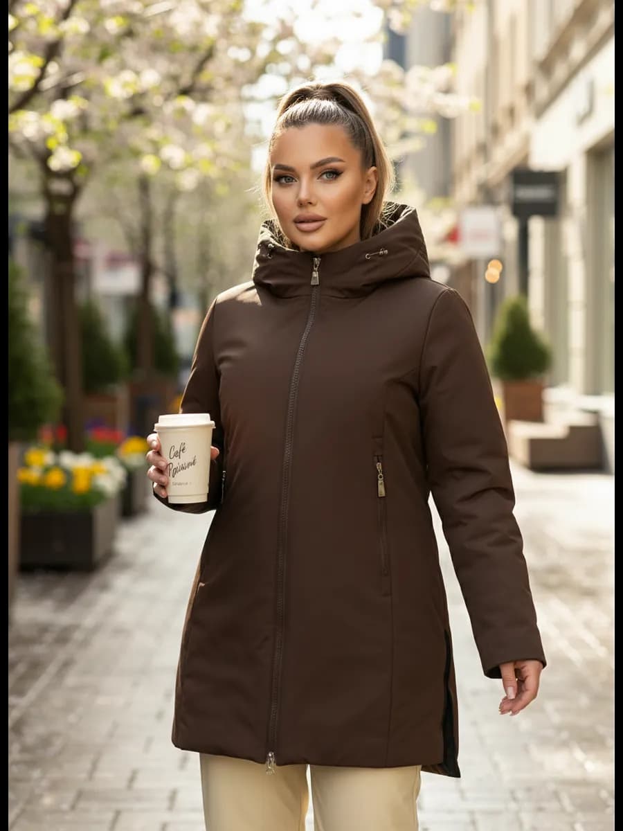 Куртка демисезонная с капюшоном удлиненная