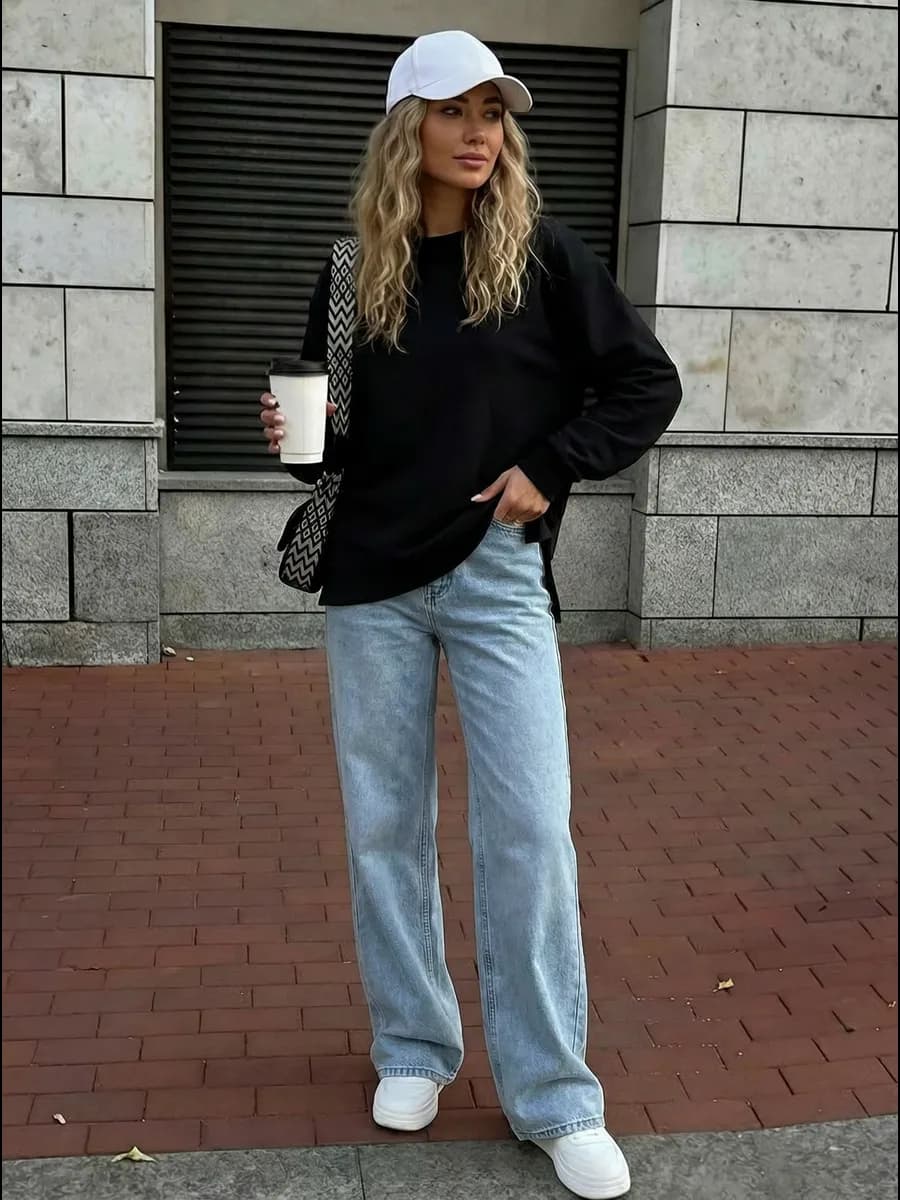 Свитшот женский оверсайз с разрезами