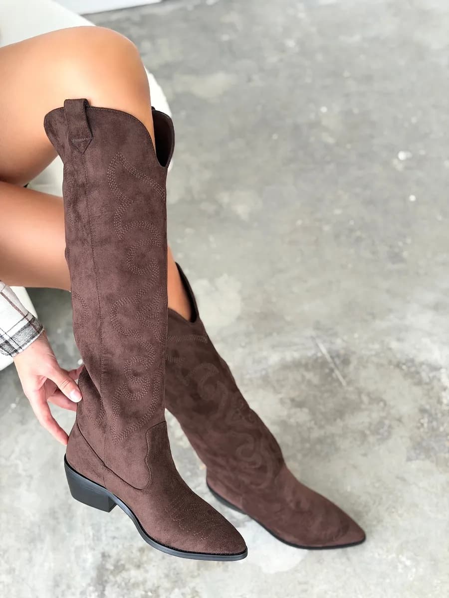 Сапоги казаки трубы демисезонные на каблуке